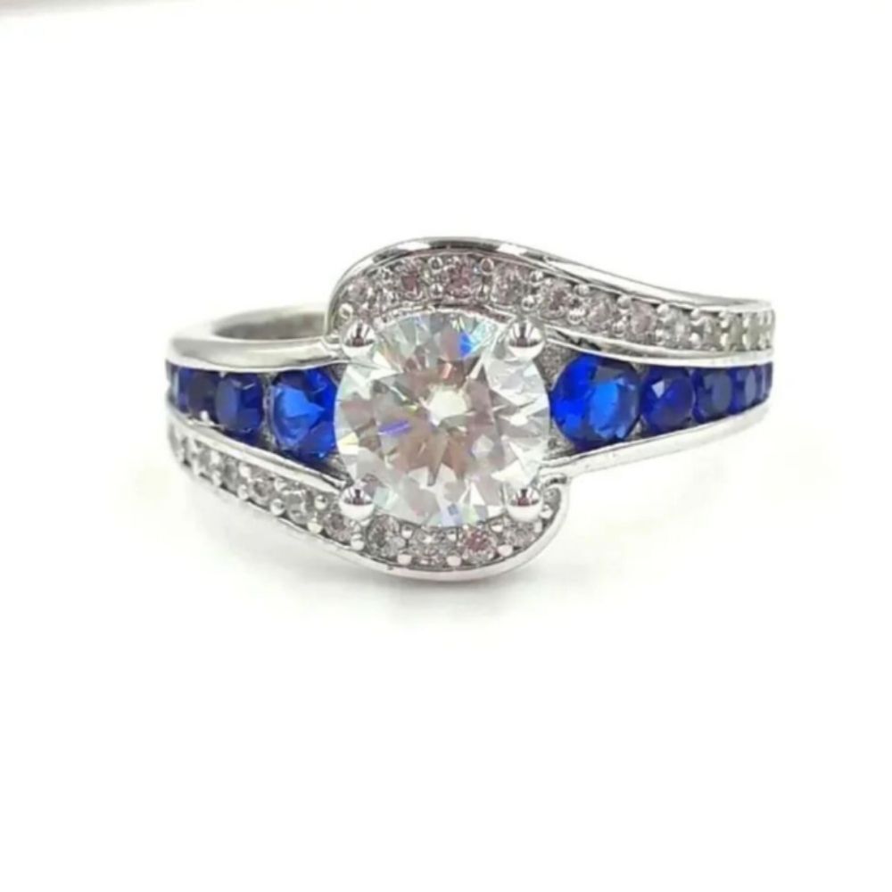 Certified Handmade 1ct Sapphire VVS1 Moissanite Sterling Silver Engagement Ring - Picture 6 of 6